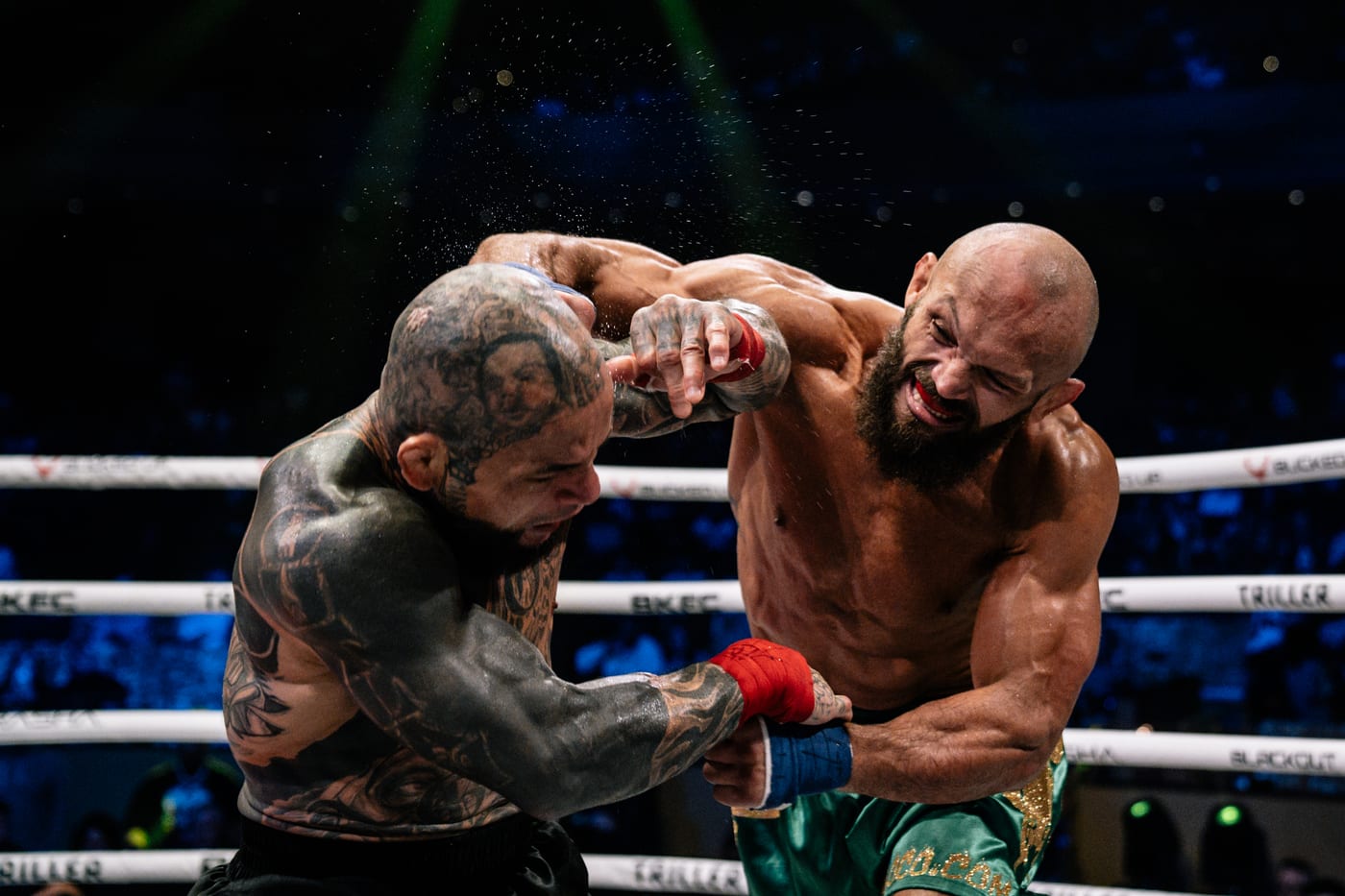 Edgard Plazaola landing a right hand on his opponent in a BKFC bout
